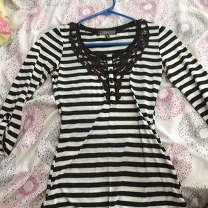 Black and white striped top